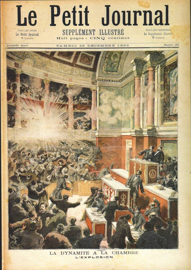 1893 23 decembre Le Petit Journal La dynamite a la Chambre attentat anarchiste.jpg